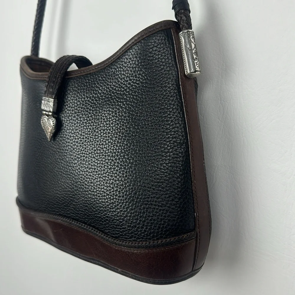 Brighton Black and Brown Pebbled Leather Shoulder Bag - Picture 3 of 10